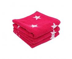 Lasa Stars-Set de Serviette de Toilette 33 x 50 cm Toilette 50 x 100 cm 70 x 140 cm Fuchsia