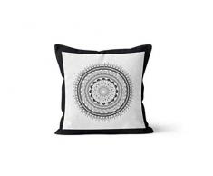 Soleil docre Mandala Coussin dÃ©coratif, Coton, Gris, 40 x 40 cm