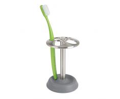 iDesign York Porte Brosse Ã Dents, Rangement Brosse Ã Dents de QualitÃ© en CÃ©ramique et MÃ©tal, Gris Mat et Argent Mat