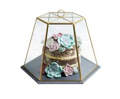 Artesà Dôme à fromage en verre géométrique avec plateau de service en ardoise Effet laiton 31 x 27,5 x 25 cm