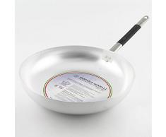 Pentole Agnelli Poêle Haute évasée à Sauter en Aluminium, épaisseur 3 mm, avec Manche en Acier Inoxydable Cool, Argent Classique 40 cm Argent