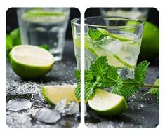 WENKO Plaque de protection en verre universel Mojito - set de 2, pour tous les types de cuisinières, Verre trempé, 30 x 52 cm, Multicolore