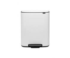 Brabantia - 211447 - Poubelle à pédale Bo, avec 2 seaux intérieurs, 2 x 30L - Blanc