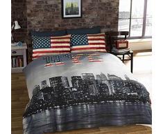 Urban Unique New York City Distressed Vintage rÃ©versible NYC Photo Impression Housse de Couette, Multicolore, Unique