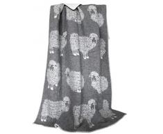 Jowollina Plaid rÃ©versible en Laine Â« Wolli Â» 100% Laine 130 x 200 cm (Blanc/Gris)