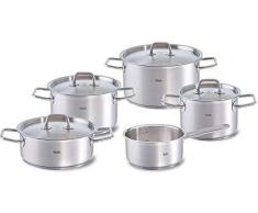 Fissler Berlin / Lot de Casseroles En Acier Inoxydable, 5 PiÃ¨ces (3 Casseroles, 1 RÃ´tissoires, 1 Sauteuse), Avec Couvercle En Verre, Empilable, Avec Aide Ã La Verse, Induction