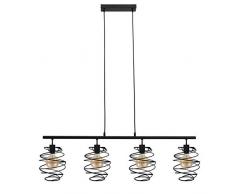 Briloner Leuchten 4871-045 4 Flammes, Lampe Suspension rÃ©tro/Vintage, Acier Noir, 4X E27, Max. 60 Watt, 1110x210x1300mm (LxLxH)