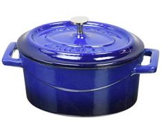 Pentole Agnelli Slowcook Casserole Ovale avec 2 poignÃ©es, en Fonte 0.4 litri Bleu