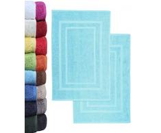 NatureMark Lot de 2 Tapis de Bain en Ã©ponge 100 % Coton Bleu Clair 50 x 80 cm