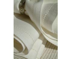 LinenMe Linge de Table en Lin, 44x44cm, Points ajourÃ©s, Set de 4n Blanc CassÃ©