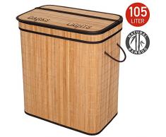 Tatkraft 15326 Panier Ã Linge, Bambou, Beige, 105L