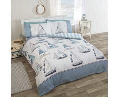 R H Linens Double Housse de Couette, Parure de lit, Design Nautique, Voile, mer Bateaux.