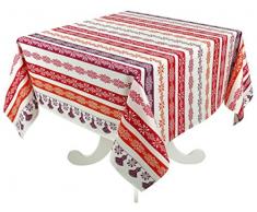 Vent Du Sud Nappe enduite CUZCO Framboise 160 x 160, Coton, 160x160x1 cm