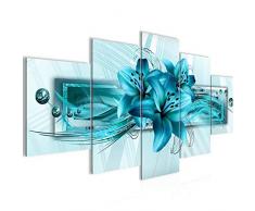 Tableau decoration murale Lys de Fleurs 200 x 100 cm - XXL Impression sur Toile Salon Appartment 5 Parties - prÃªt Ã accrocher - 008751a