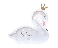 HELLO KIDS LA11026 Lampe Bois Cygne Gm, MDF, Blanc