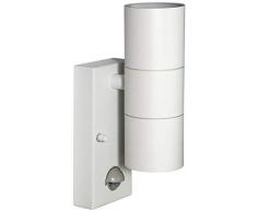 Long Life Lamp Company ZLC058 Applique murale extÃ©rieure en acier inoxydable avec dÃ©tecteur de mouvement Blanc