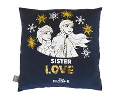 Disney Reine des neiges Coussin Sequins réversible, Bleu, 40x40 cm