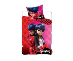 Disney Coccinelle Housse de couette - 140x200 cm avec oreiller 70x90 cm, Rouge