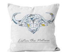 Soleil docre GÃ©o Coussin DÃ©houssable, Polyester, Blanc, 40 x 40 cm