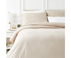 AmazonBasics Parure de lit avec housse de couette en flanelle 240 x 220 cm/65 x 65 cm x 2, Taupe