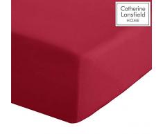Catherine Lansfield - Drap Housse Percale pour lit Simple, en Polycoton, Infroissable, Red, King