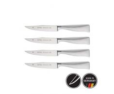 WMF Grand Gourmet Couteau à Steak 4 pièces, forgée, performance Cut Couteau, Lame en acier spécial, poignée en acier inoxydable, lame 13 cm, Acier inoxydable, transparent, 37 x 8 x 3,1 cm, 4 unités de