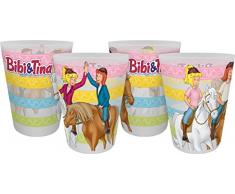 Bibi & Tina Lot de 4Â Gobelets rÃ©utilisables Amis Plus Voie Gobelet, Plastique, Multicolore, 8Â x 8Â x 10,5Â cm, 4Â unitÃ©s de