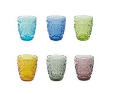 Villa DEste Home Tivoli 2197871 Koralight/Imperial Lot de 6 verres à eau 6 couleurs, verre