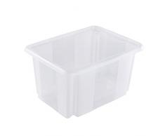 keeeper Boîte de Rangement avec Système d’Empilage, 38 x 28,5 x 20,5 cm, 15 l, Emil, Transparent