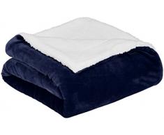 AmazonBasics Plaid double-face en sherpa et microvison, 150 x 200 cm, Bleu marine