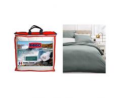 Dodo Niagara Couette, Polyester, Blanc, 260x240 cm & AmazonBasics Parure de lit avec Housse de Couette Haut de Gamme avec Deux taies doreiller, 260 x 240 cm, Gris foncé