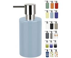 Spirella Tube Collection Distributeur de Savon Liquide en grès Bleu 7 x 7 x 16 cm