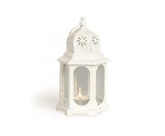 Excelsa Oriental Lanterne, métal, Blanc, 10 x 9 x 18 cm
