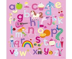 Happy espaces 54 x 54 x 2 cm-Alphabet Fille-Fleurs de Laila Hills Toile Murale Motif pour Enfant