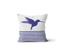 Soleil docre Coussin dÃ©houssable 40x40 cm Colibri Bleu, Polyester
