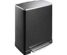 EKO Recycle E-Cube Poubelle Ã PÃ©dale MÃ©tal Noir 34,5 x 50 x 65 cm 28+18 litres
