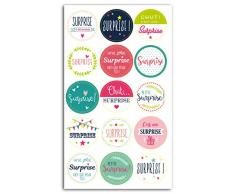Toga STY033 15 Stickers Emballage Cadeau Surprise, Papier, Multicolore, 3 x 3 x 0,1 cm
