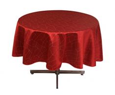 Soleil dOcre 815411 Fiesta Nappe Ronde Impression Argent Polyester Rouge 180 x 180 cm