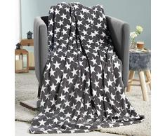 CelinaTex Moonlight Couverture Douillette avec étoiles en Polaire Microfibre 150 x 200 cm Gris