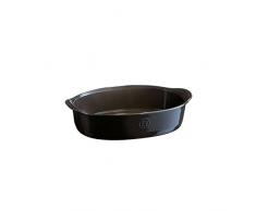 Emile Henry EH799050 Petit Plat à Four Ovale, Céramique, Noir Fusain,, 27, 5 x 17, 5 x 7 cm