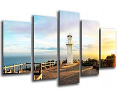 Tableau Moderne Photographique, Impression sur bois, Paysage de phare dans la mer, 165 x 62 cm, ref. 26431