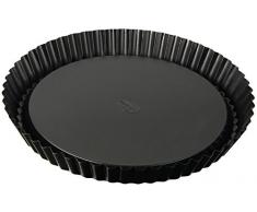 Dr.Oetker 1449 Moule à tarte, moule à gâteau renversé, moule à pâtisserie, moule à tarte renversée, Acier inoxydable, Noir, 28 x 3,5 cm