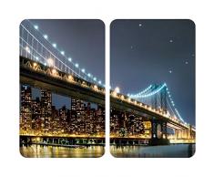 WENKO 2521320100 ProtÃ¨ge-plaque universel Brooklyn Bridge - lot de 2, pour tous les types de cuisiniÃ¨res, Verre trempÃ©, 30 x 52 cm, Multicolore