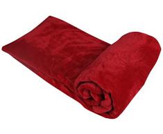 Plaid TOISON - Douceur microfibre - 100% POLYESTER - OURSON - Framboise L9 - 125 x 150