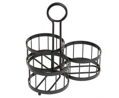 Tablecraft Meranda Collection Range-Couverts Lot, Comprend 3 x bocaux en Verre, revêtement Poudre Rack, 650 ML (623,7 Gram), Noir