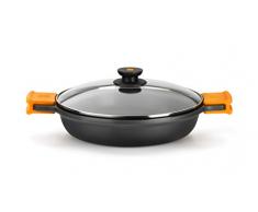 BRA EFFICIENT - Faitout Bas avec Couvercle en Verre et anses en Silicone, 16 cm