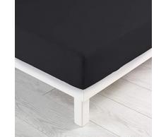 douceur dintérieur drap housse 2 personnes 140x190 cm jersey jersy noir