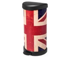 CURVER | Poubelle Ã pÃ©dale 40L Aspect mÃ©tal - London, MÃ©tal rouge, Metal Bins, 29,8x34,9x69,7 cm