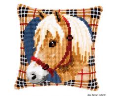 Kit coussin au point de croix Cheval sur fond