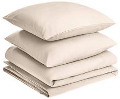 AmazonBasics Parure avec housse de couette en microfibre de qualitÃ© supÃ©rieure Beige 200 x 200Â cm / 80 x 80Â cm